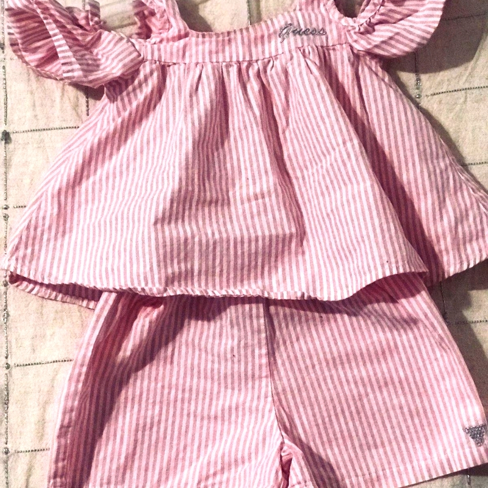 Baby Guess striped pink outfit 24mo